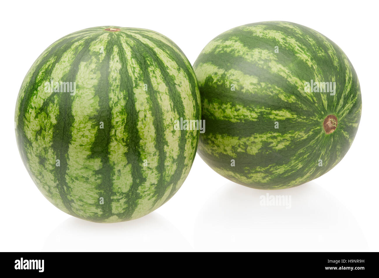 Zwei Wassermelonen auf weiße, Clipping-Pfad Stockfoto