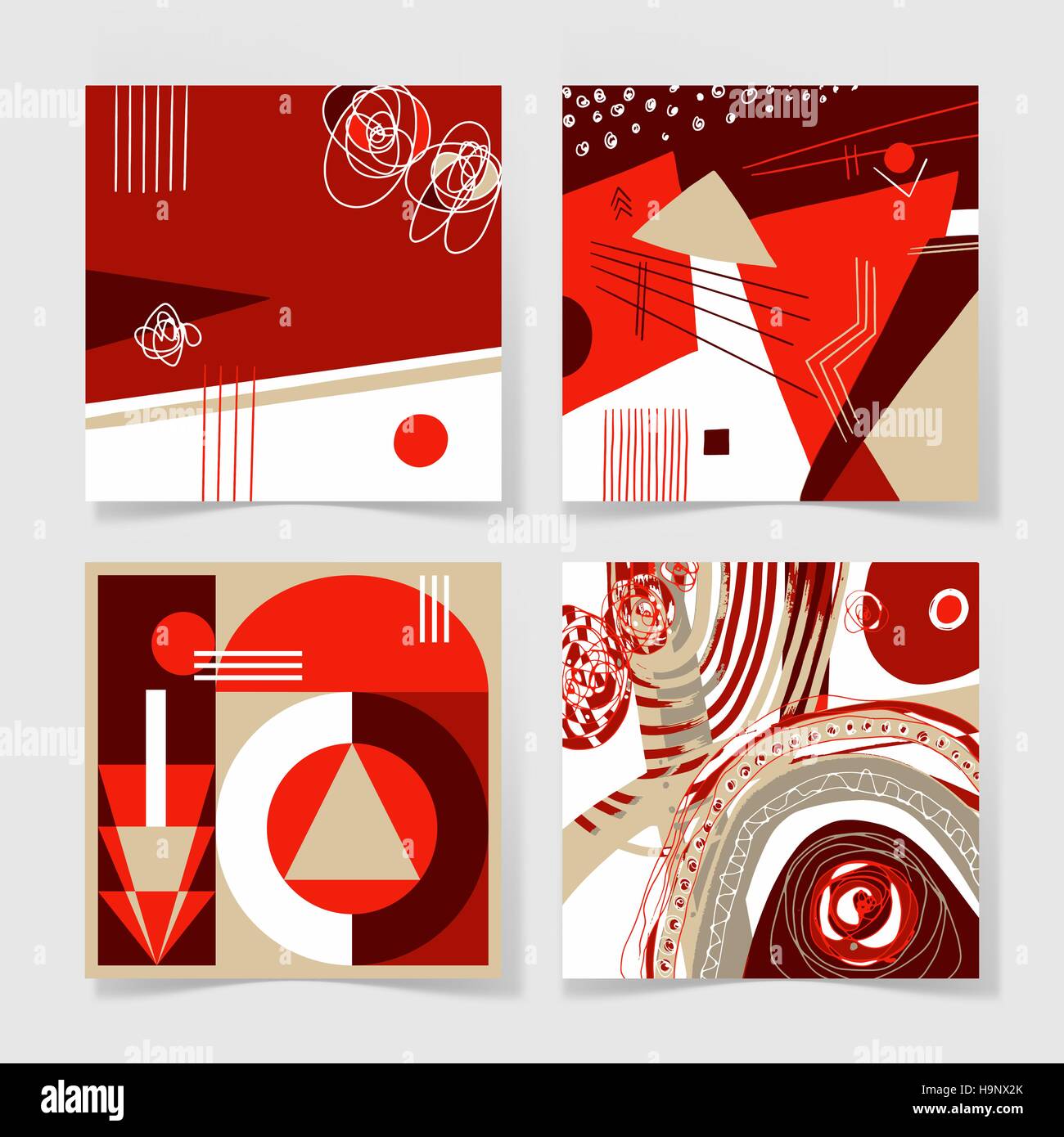 Satz von 4 Poster mit abstrakten trendige Muster Hintergrund Stock Vektor