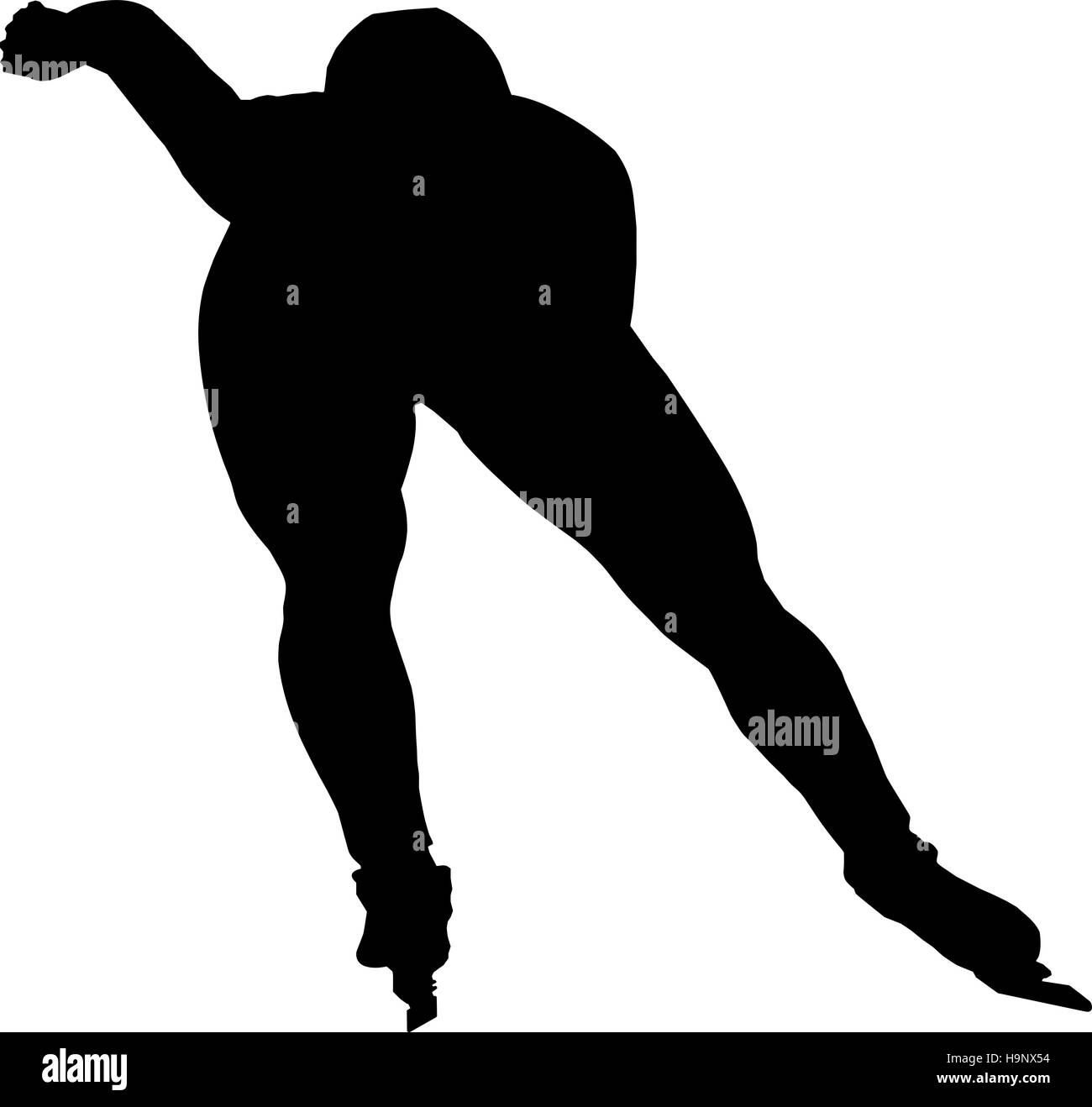 professionelle Mann Speedskater schwarze Silhouette auf weißem Hintergrund Vektor Illustration Stockfoto