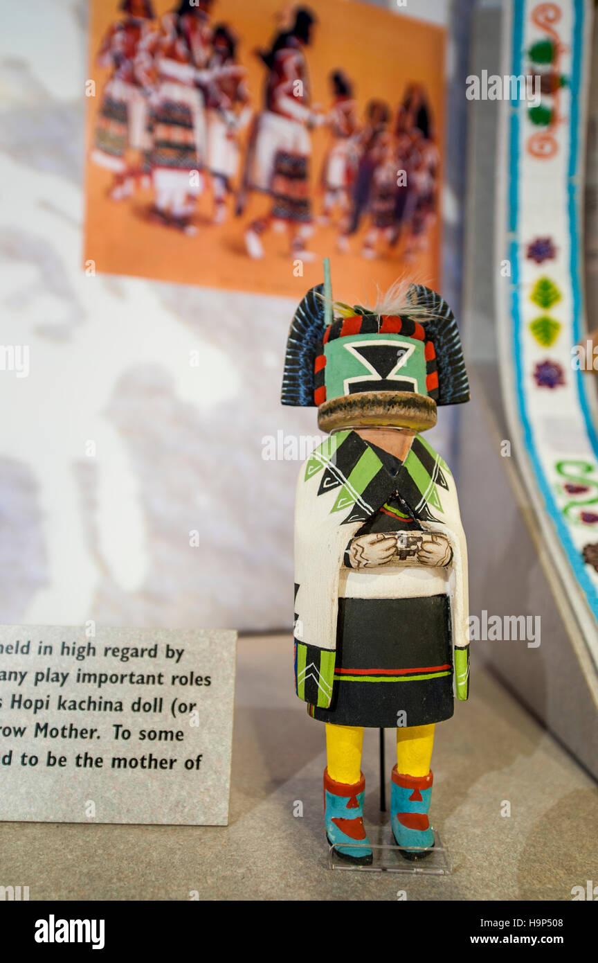 Hopi Kachina Puppe, Human History Museum, Zion Nationalpark, Utah, USA. Stockfoto