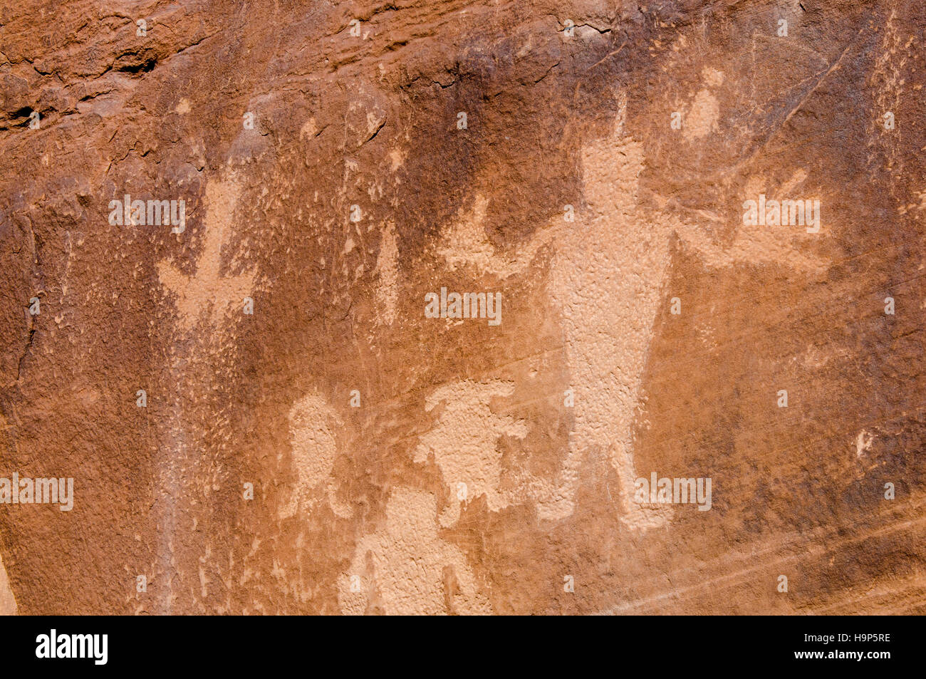 Alten Fremont Menschen Petroglyphen, Dinosaur National Monument, Dinosaurier, Utah, USA. Stockfoto