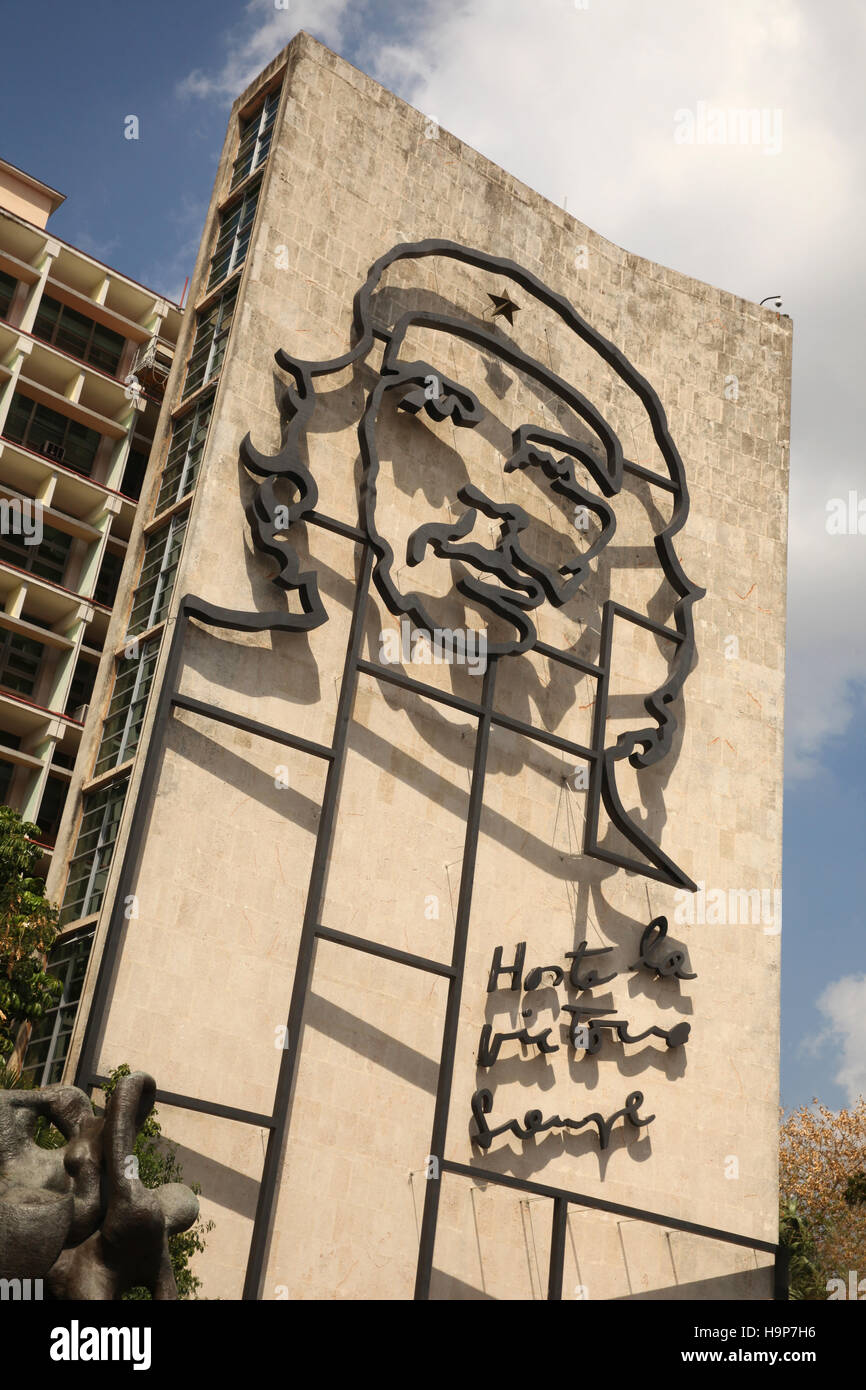 Stahl Denkmal der kubanischen Revolution: Che Guevara, Plaza De La Revolución, Platz der Revolution, Havanna, Kuba. Stockfoto