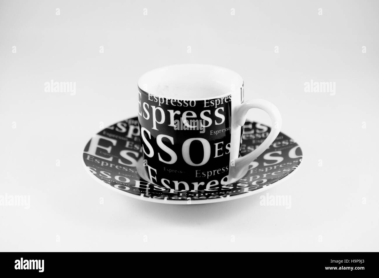 Espressotasse und Untertasse Stockfoto