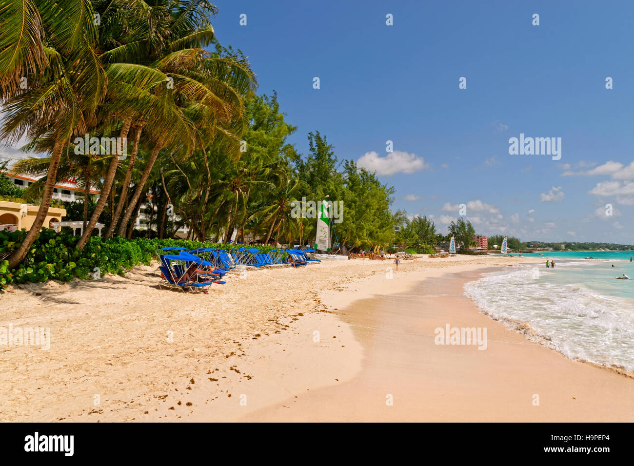 Turtle Beach Hotel Strand, Dover Beach, St. Lawrence Gap, Barbados, Karibik. Stockfoto
