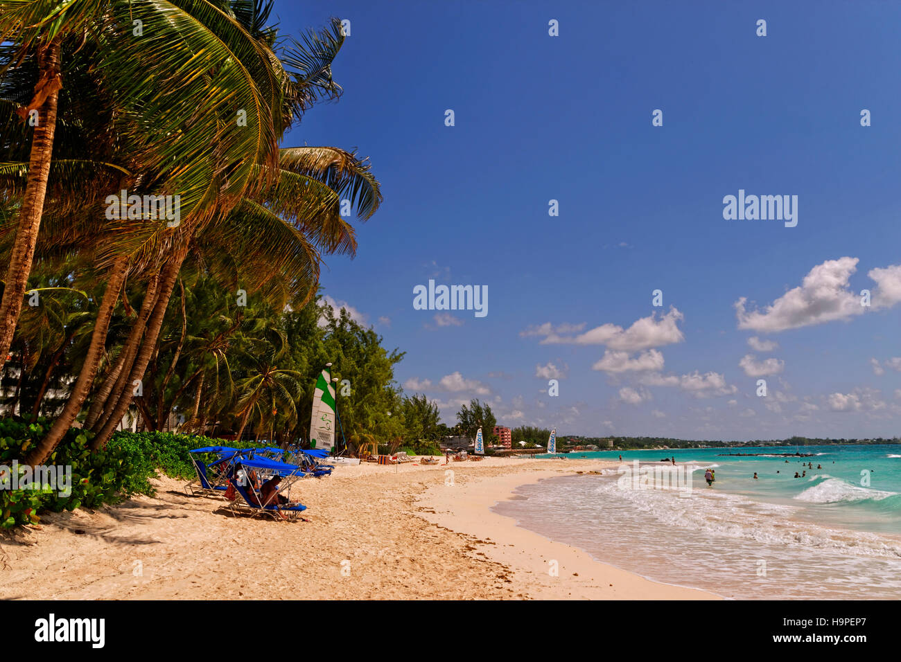 Turtle Beach Hotel Strand, Dover Beach, St. Lawrence Gap, Barbados, Karibik. Stockfoto