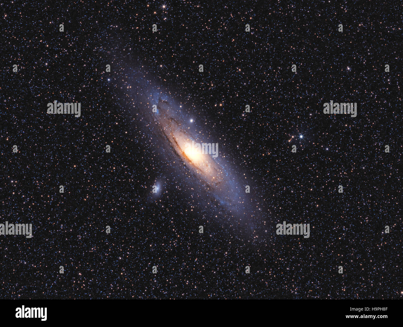 Auch große Galaxie Andromeda genannt Nebel, messier 31, massive Galaxie geschlossen auf die Erde - mit speziellen Kamera aufgenommen Stockfoto