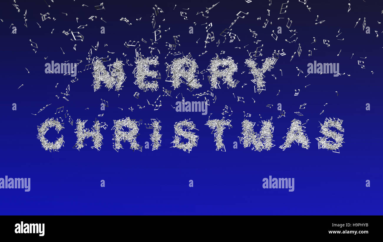 Frohe Weihnachten von musikalischen Noten gemacht Stockfoto