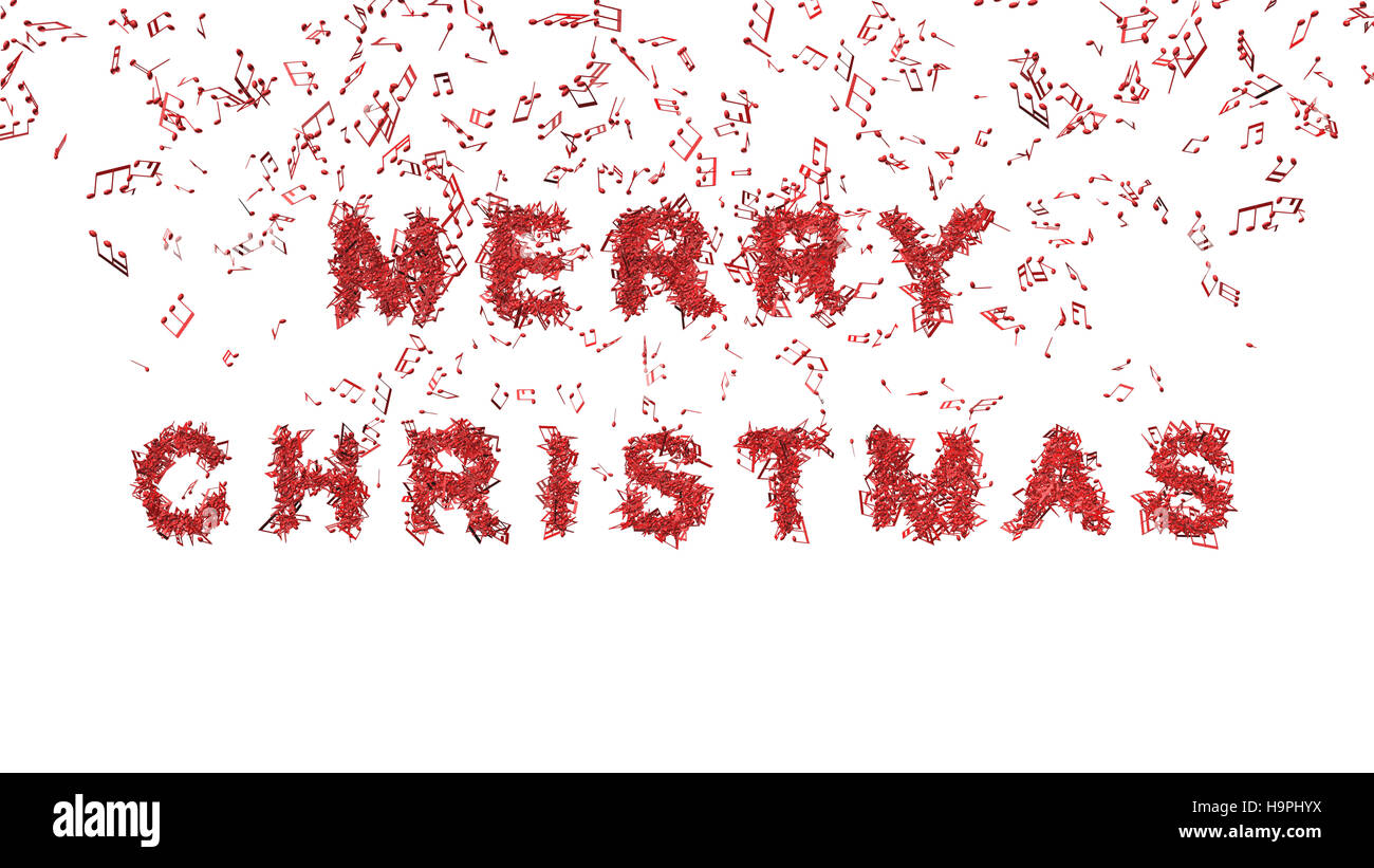 Frohe Weihnachten von musikalischen Noten gemacht Stockfoto