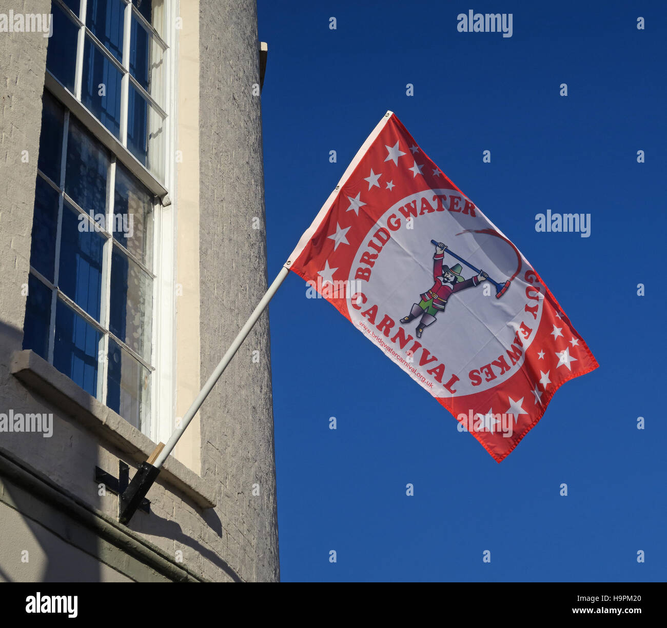 SW Bridgwater, Somerset, England - Guy Fawkes Karneval Flagge Stockfoto
