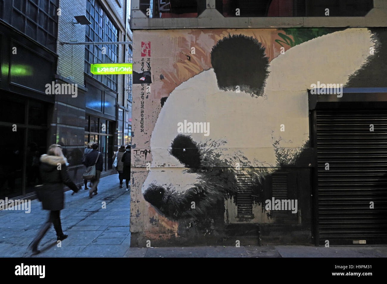 Panda Graffiti, Mitchell Lane, Glasgow, Schottland, UK Stockfoto