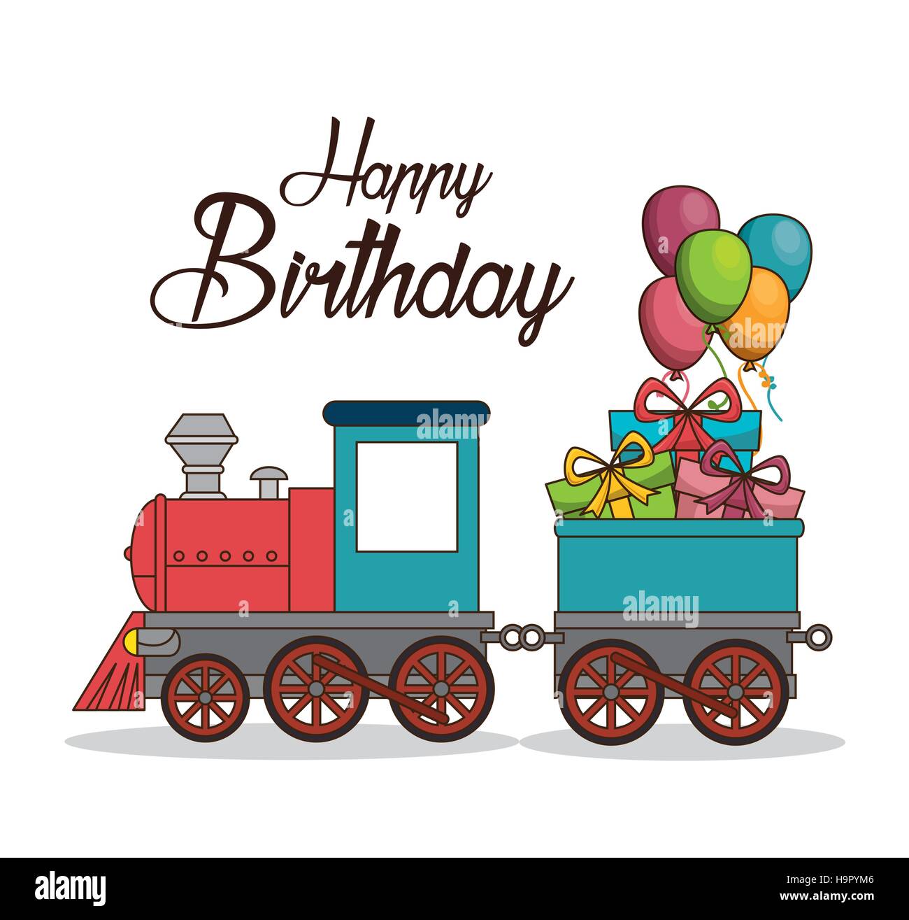 alles Gute zum Geburtstag Zug Plakatgestaltung Vektor illustration Stock-Vektorgrafik - Alamy