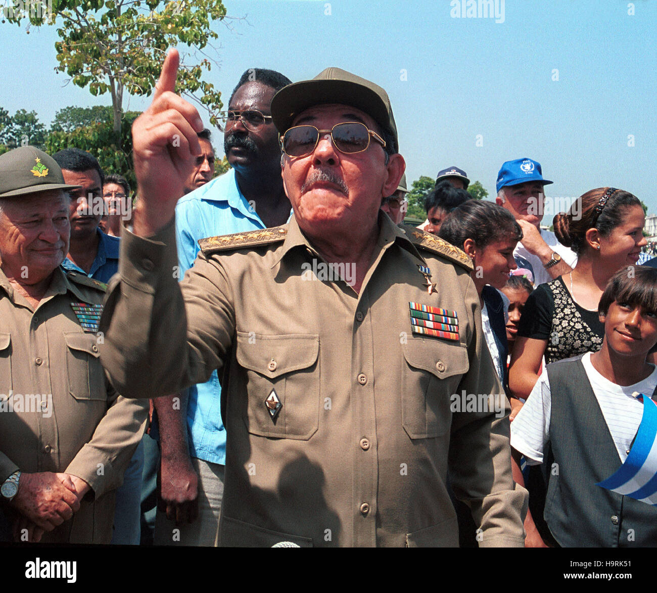 Raul Castro Ruz, Minister für die Streitkräfte und Bruder von Fidel Castro. 30. Juni 2001. Bildnachweis: Jorge Rey/MediaPunch Stockfoto