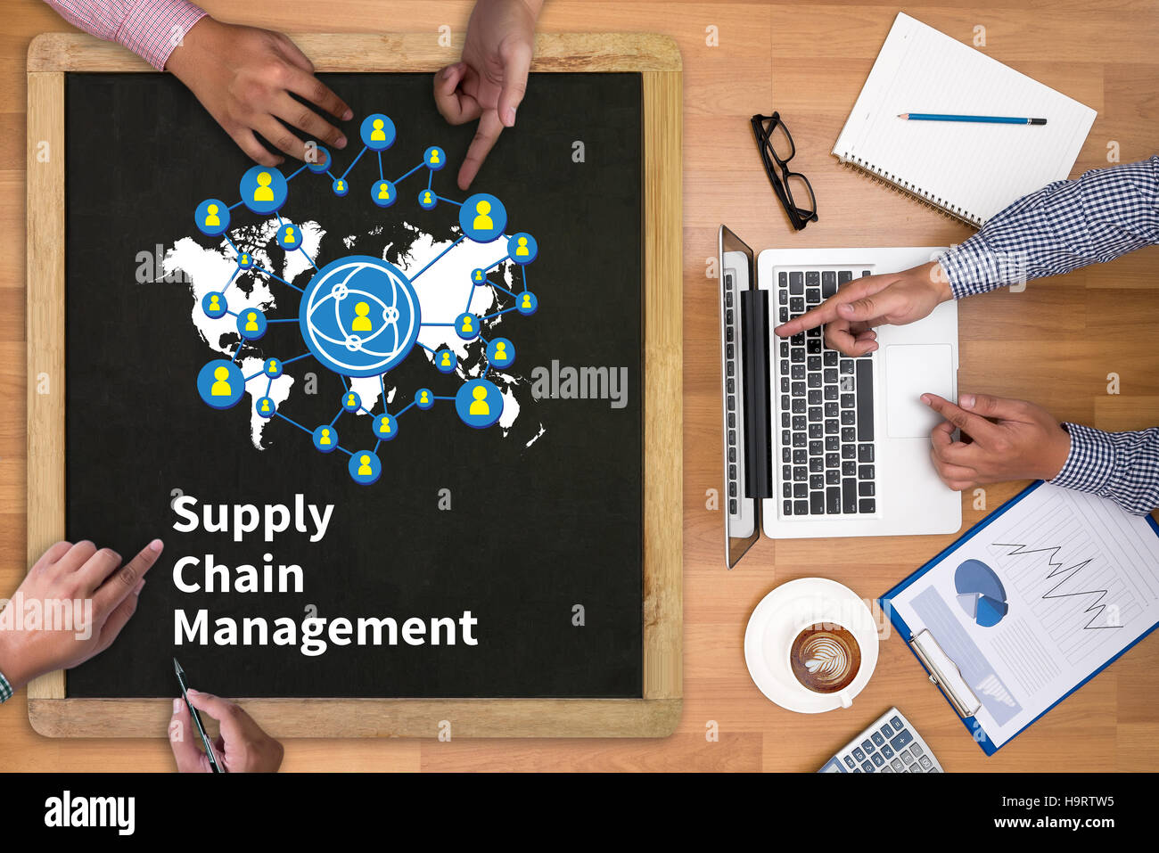 SCM Supply Chain Management Konzept Stockfoto