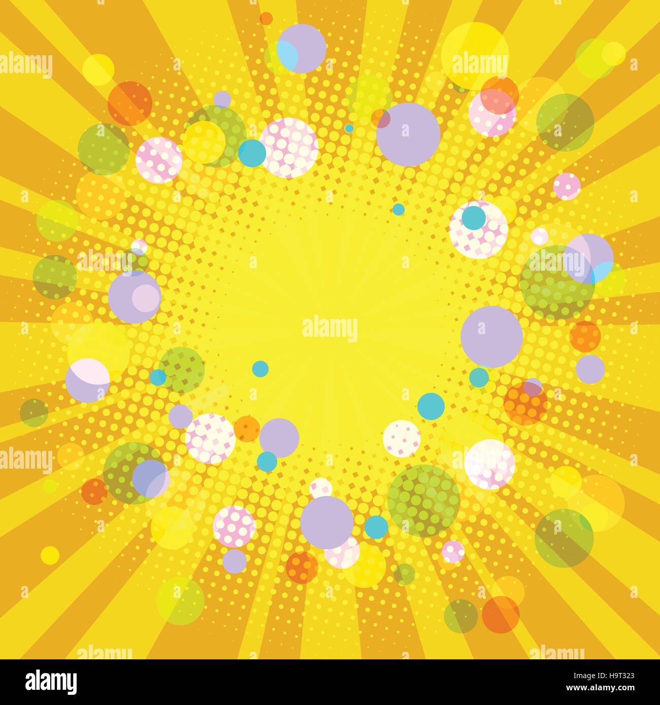 Warmen gelben festlichen Hintergrund, Pop-Art-Retro-Vektor-illustration Stock Vektor