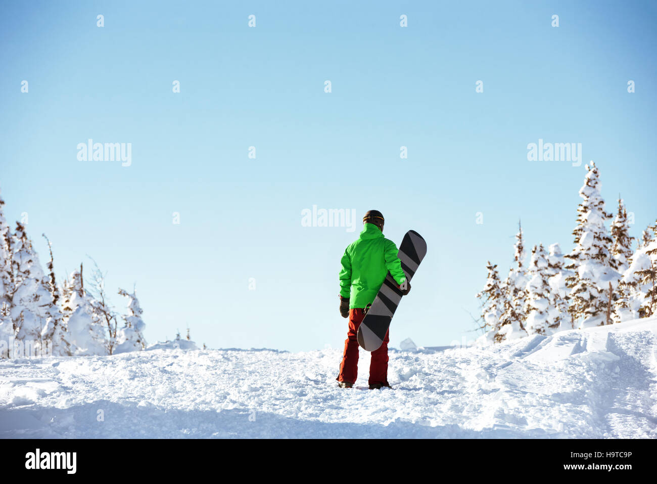 Kleinen Snowboarder Snowboarden Exemplar Konzept Stockfoto