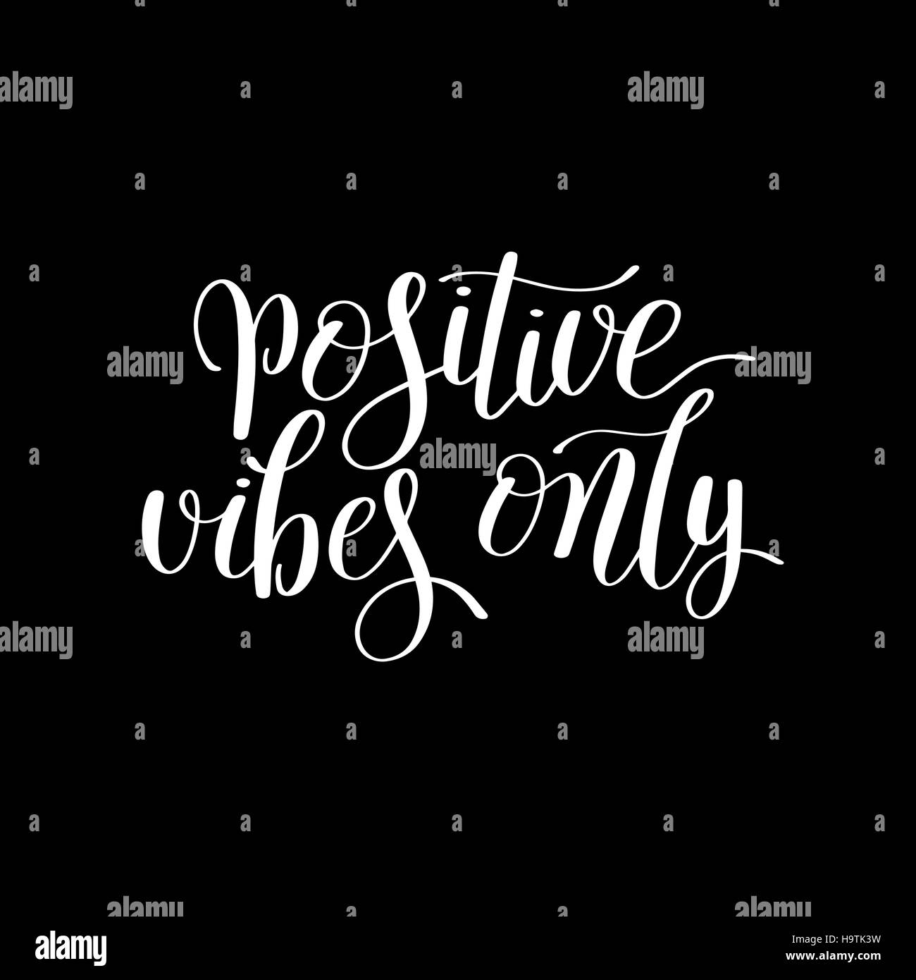 positiven Vibes nur handschriftliche positiv inspirierend Zitat Stock Vektor