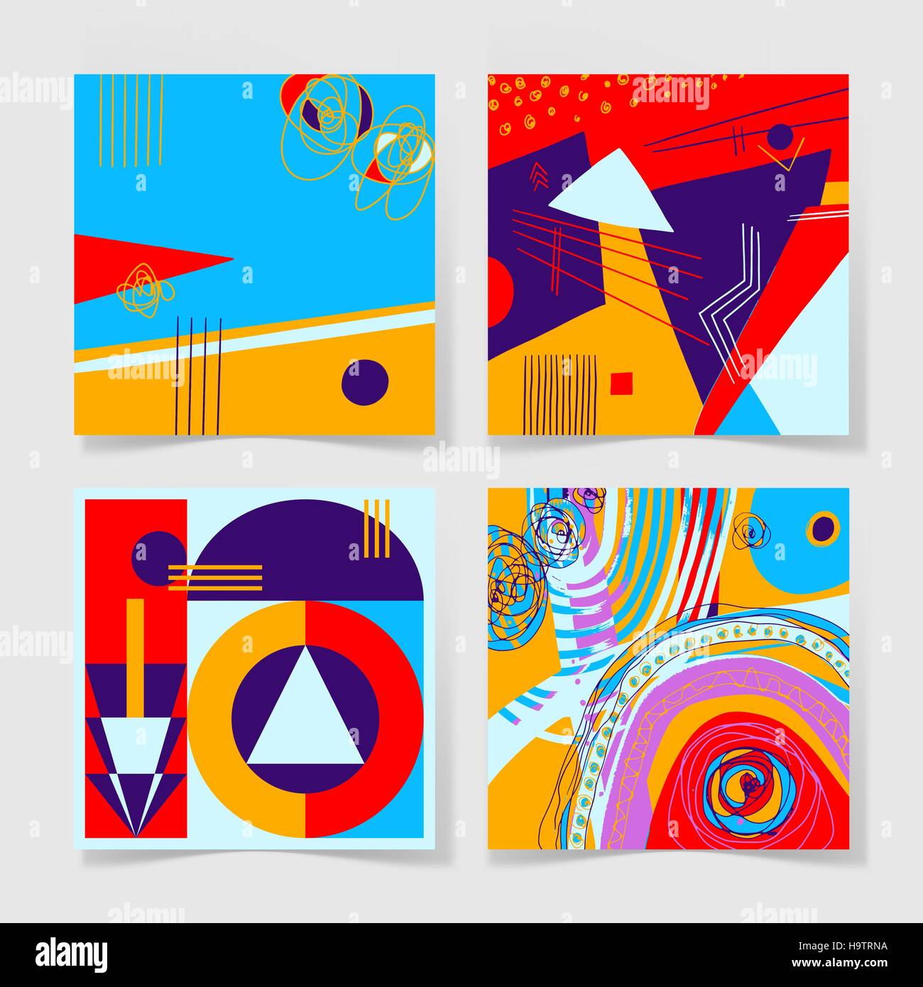 Satz von 4 Poster mit abstrakten trendige Muster Hintergrund Stock Vektor