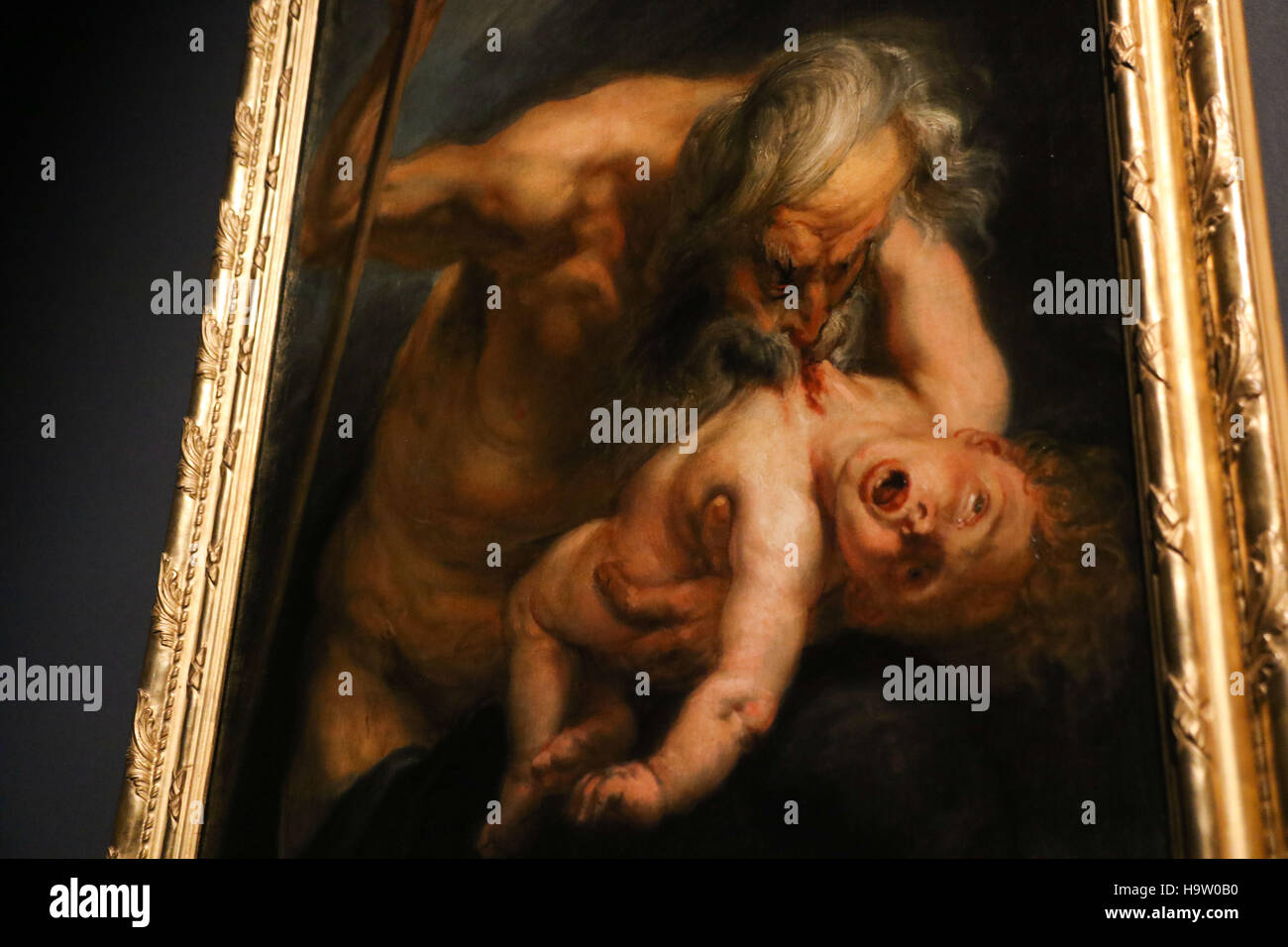 Detail des Saturn verschlingt seinen Sohn, von Rubens, auf die "Rubens und die Geburt des Barock" Ausstellung im Palazzo Reale in Mailand, Italien.  Wo: Mailand, Lombardei, Italien bei: Kredit-25. Oktober 2016: IPA/WENN.com ** nur Verfügb Stockfoto