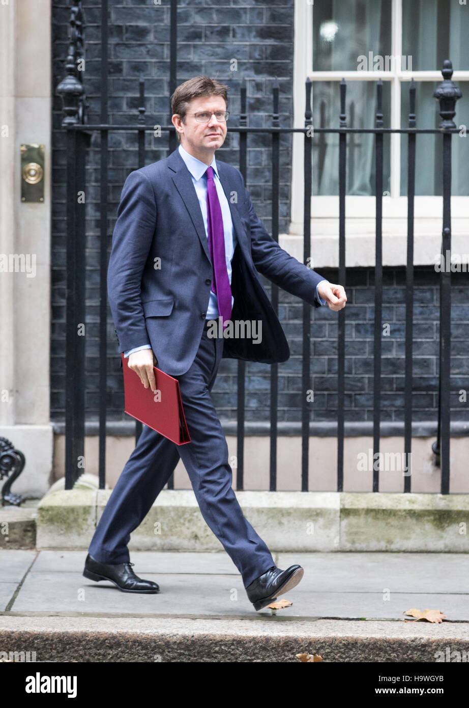 Greg Clark, Staatssekretär für Wirtschaft, Energie und Industriestrategie Blätter 10 Downing Street, nach einer Kabinettssitzung Stockfoto