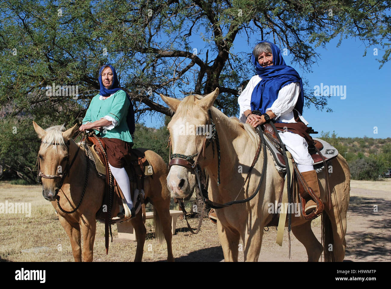 Die Teilnehmer der Anza Days 2011 in Santa Cruz County, AZ, feierten die historische Route von Juan Bautista de Anza und unterstrichen die kulturelle und historische Bedeutung der Region. Stockfoto