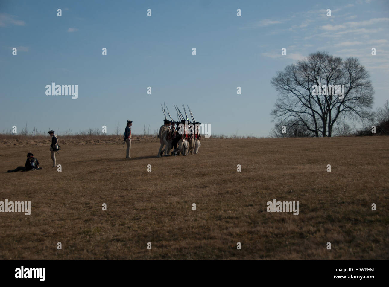 Der Valley Forge National Park bietet einen Einblick in das Leben der Soldaten während des Amerikanischen Unabhängigkeitskrieges. Der Park bewahrt historische Stätten und Artefakte, die die Herausforderungen veranschaulichen, denen Soldaten der Kontinentalarmee gegenüberstehen. Stockfoto
