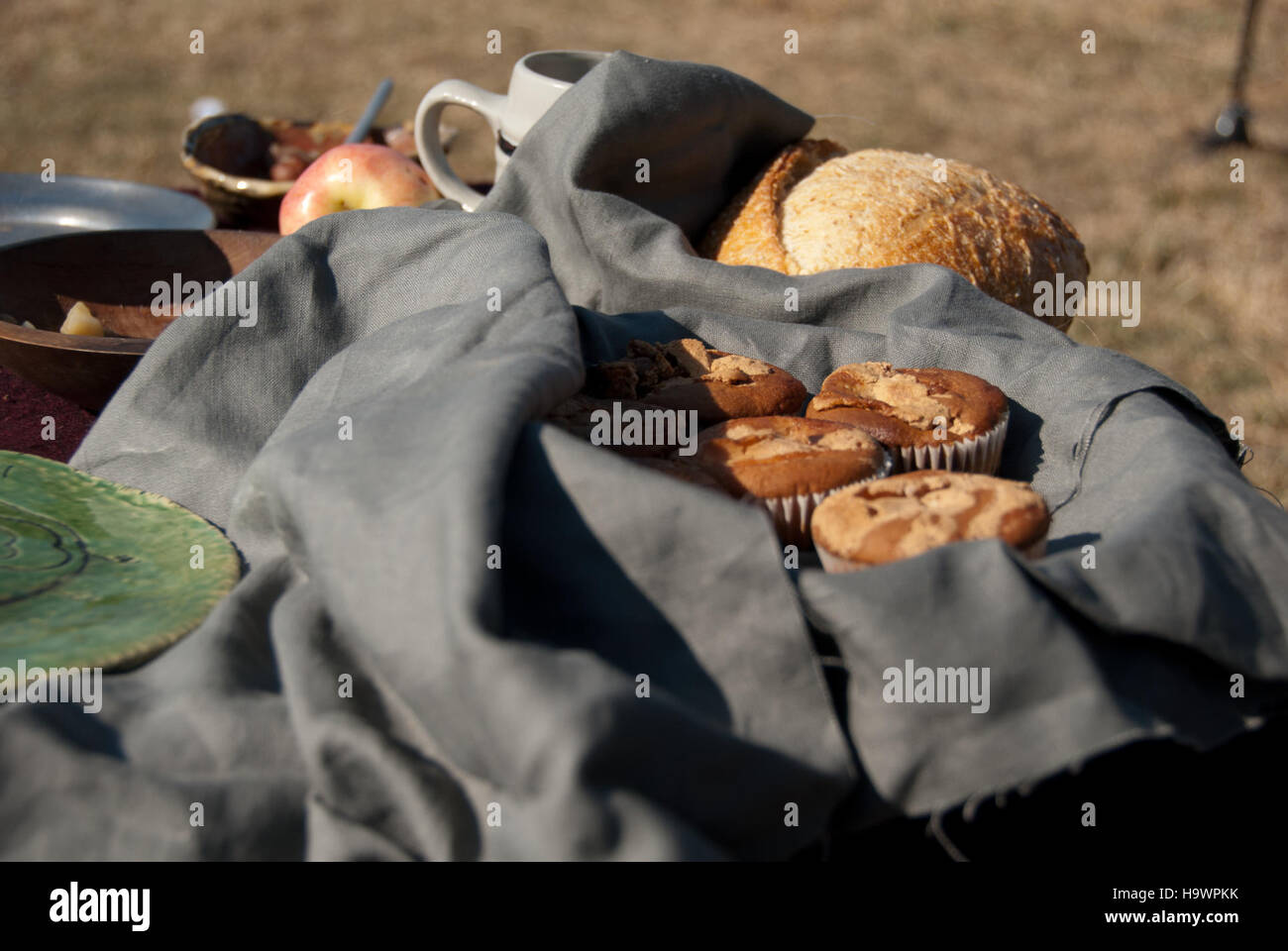 Im Valley Forge National Historical Park können Besucher Lagerspeisen erleben, die die historischen Ernährungspraktiken der Soldaten während des Amerikanischen Unabhängigkeitskrieges widerspiegeln. Stockfoto