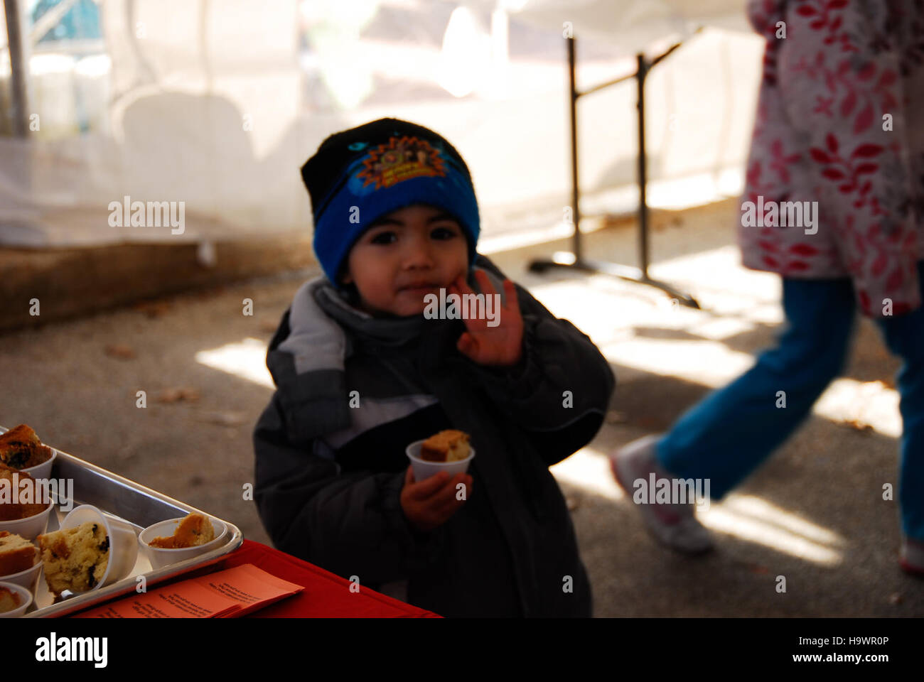 Im Valley Forge National Park fand die Geburtstagsparty von Washington statt, eine historische Veranstaltung, bei der George Washingtons Erbe mit Aktivitäten zu Ehren seiner Beiträge während der Amerikanischen Revolution gefeiert wurde. Stockfoto
