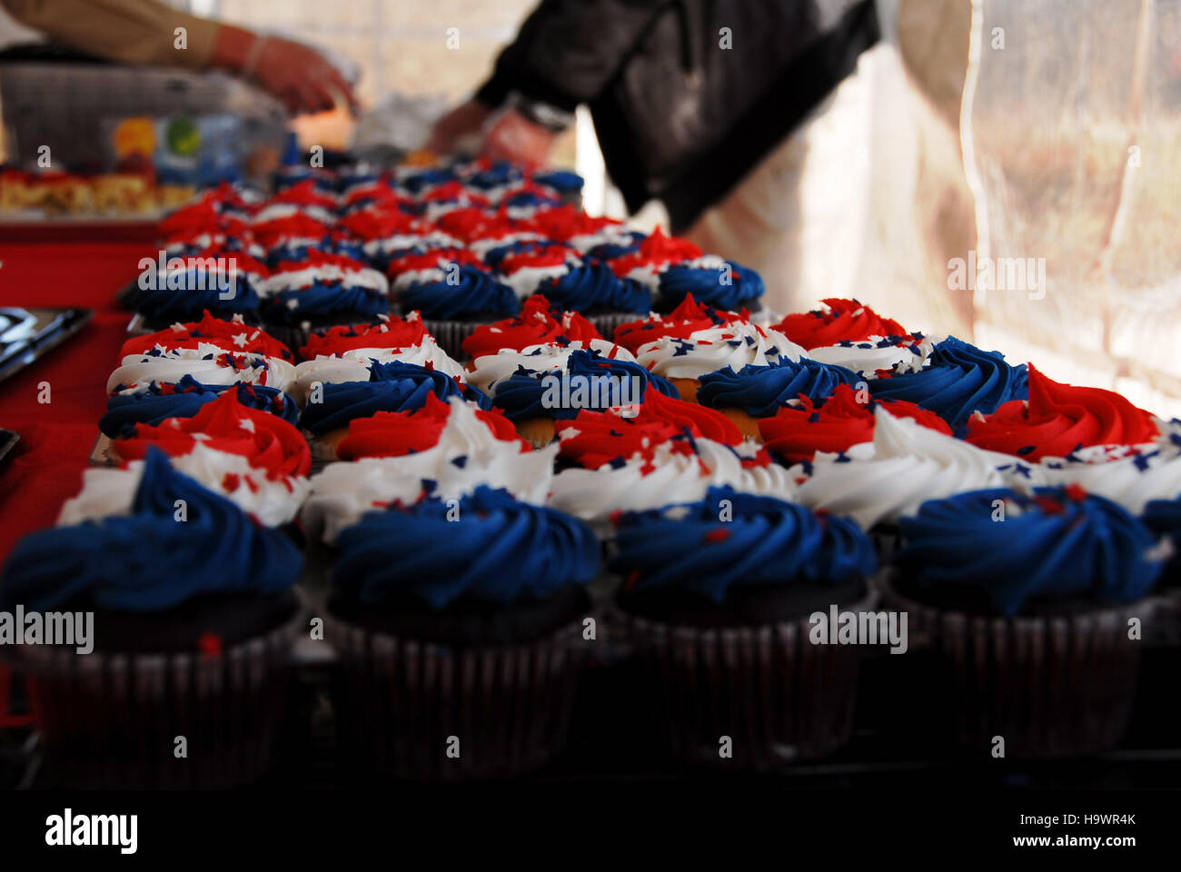 Washingtons Geburtstagsparty im Valley Forge National Park feiert George Washingtons Rolle in der Amerikanischen Revolution mit Nachstellungen und Bildungsveranstaltungen zur Ehre der Geschichte. Stockfoto