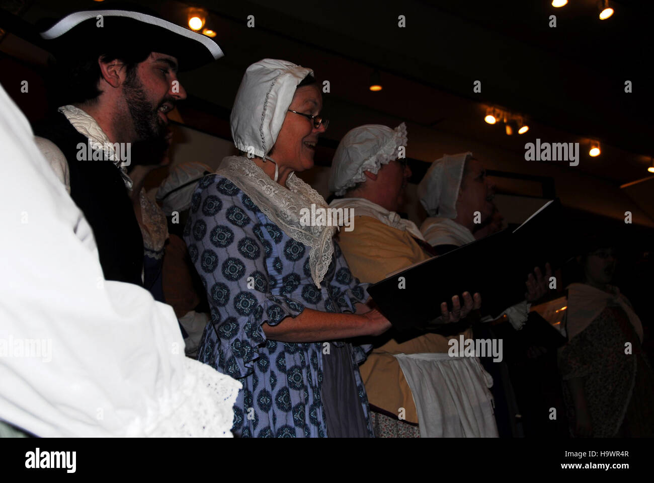 Im Valley Forge National Park findet jährlich eine Geburtstagsparty statt, um George Washingtons Führung während der Amerikanischen Revolution und des Lagers in Valley Forge zu gedenken. Stockfoto