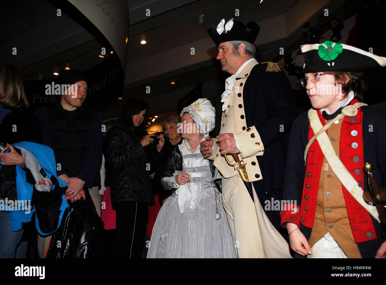 Washingtons Geburtstagsparty im Valley Forge National Historical Park erinnert an George Washingtons Führung und die Not, die während der Amerikanischen Revolution erduldet wurde. Die Veranstaltung hebt die historische Bedeutung von Valley Forge hervor. Stockfoto
