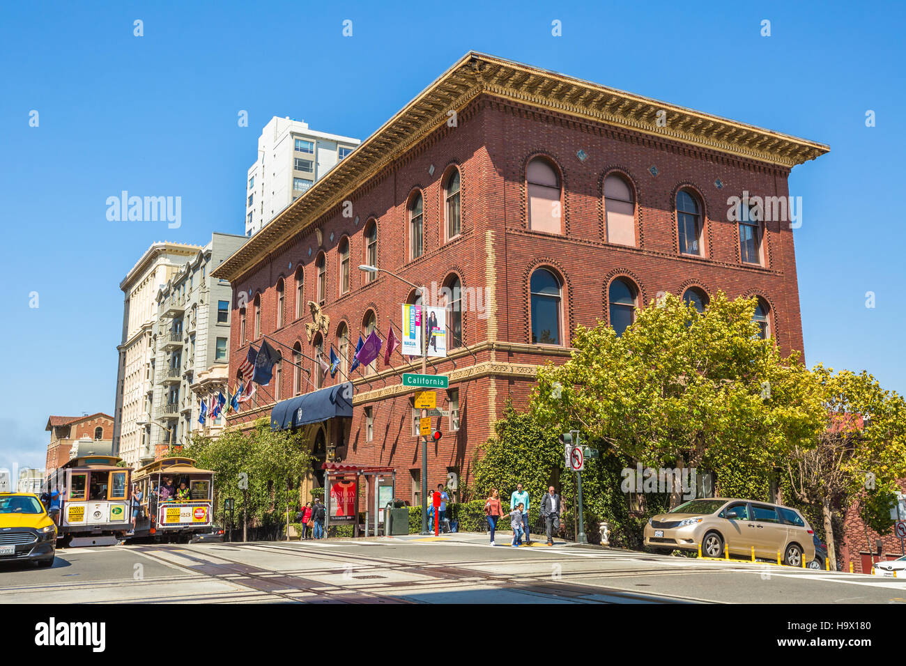 Seilbahn in der California Street Stockfoto