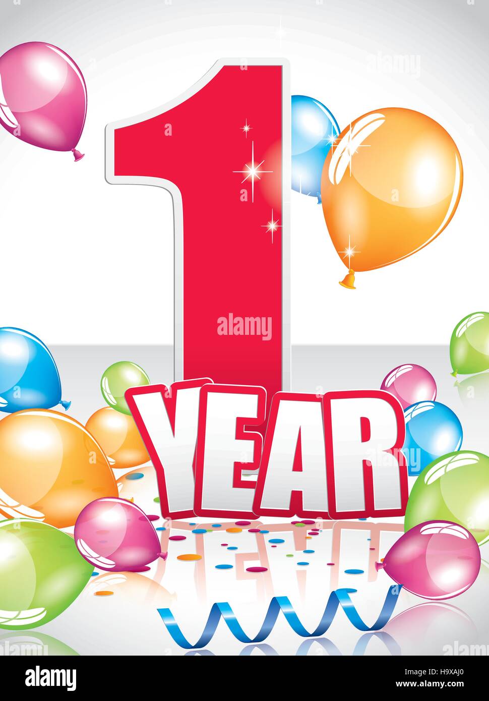 1 Jahr Geburtstag Karte voll Vektorelemente Vektor Abbildung Bild