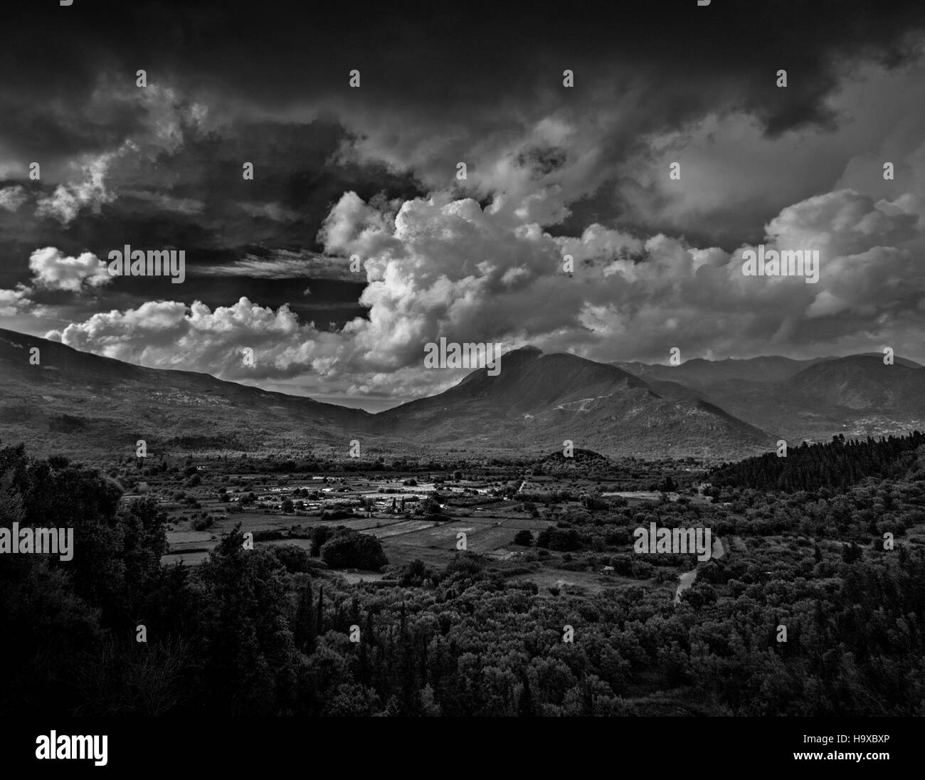 Eine schwarze und weiße Landschaft Stockfoto