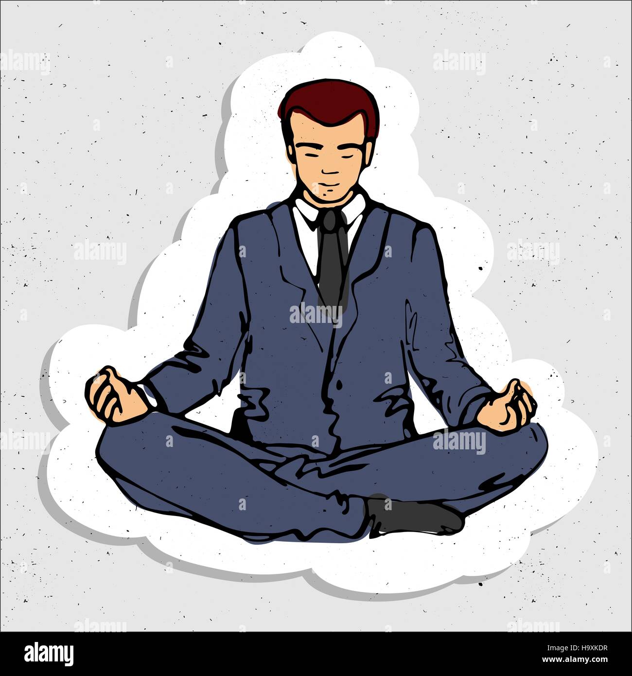 Unternehmer denken während der Meditation, Cartoon-Vektor-Illustration, Geschäftsmann in Lotus-Pose mit geschlossenen Augen meditieren Stock Vektor