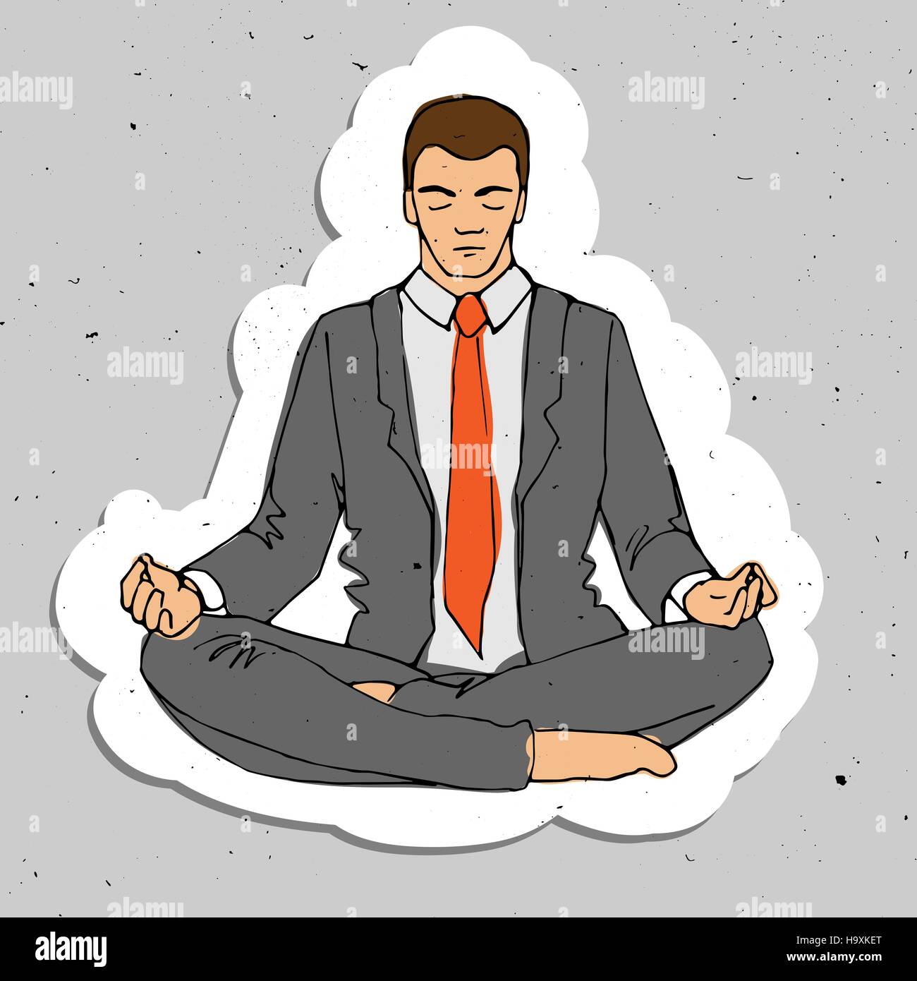 Unternehmer denken während der Meditation, Cartoon-Vektor-Illustration, Geschäftsmann in Lotus-Pose mit geschlossenen Augen meditieren Stock Vektor