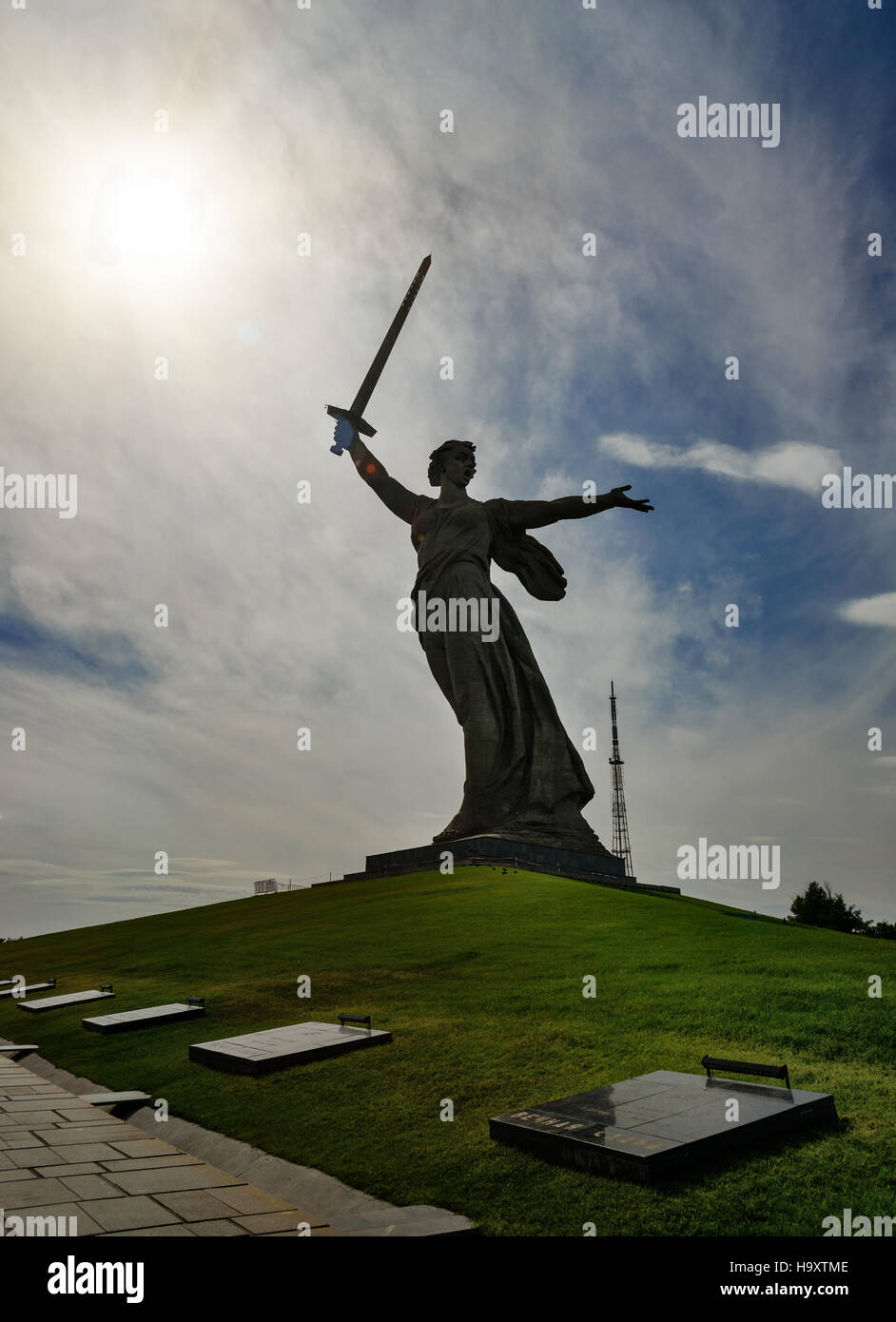 Mutterland Anrufe Denkmal. Memorial Komplex Mamajew Kurgan. Volgograd, Russland Stockfoto