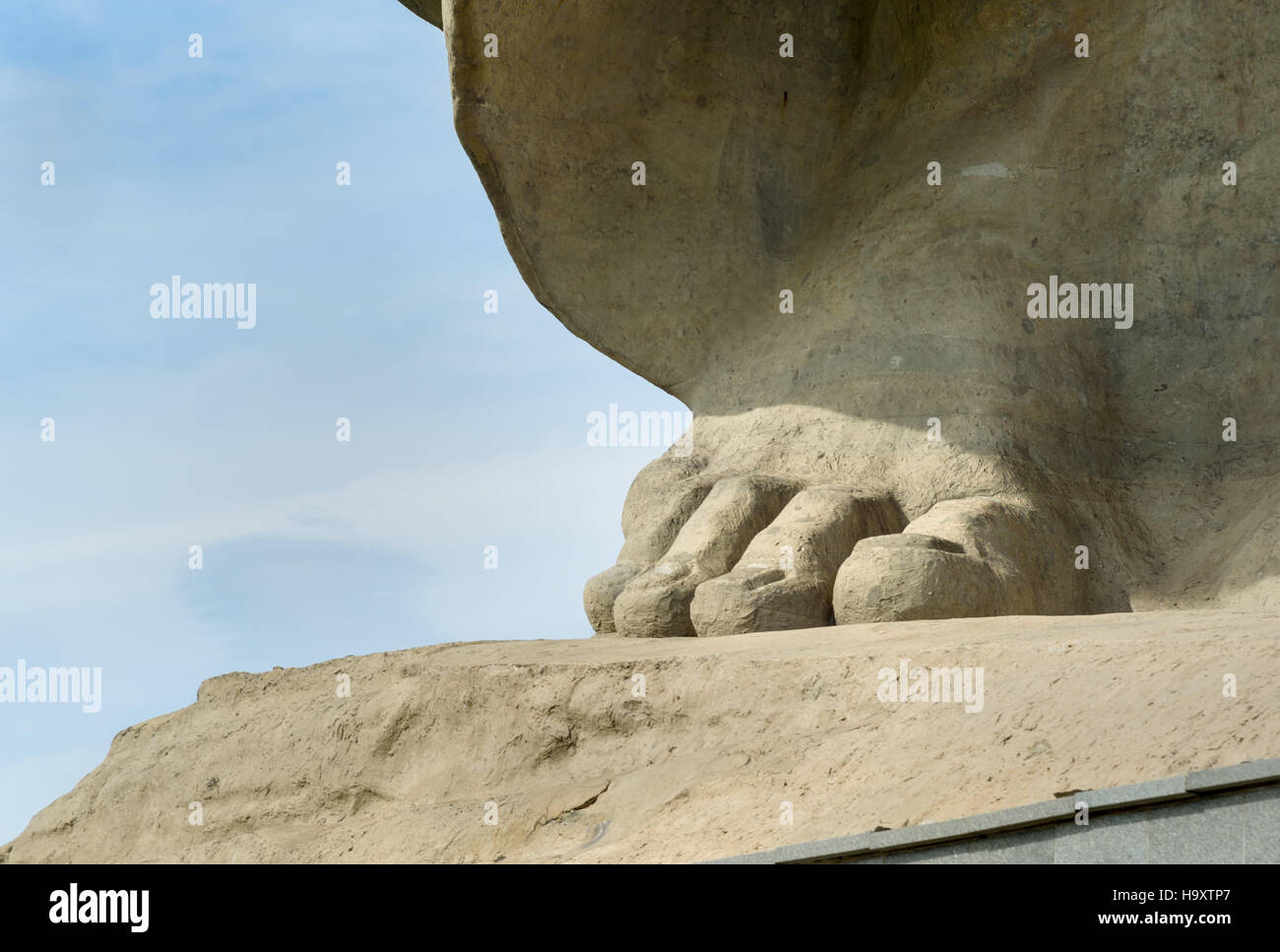 Fuße des Motherland Anrufe Denkmal. Memorial Komplex Mamajew Kurgan. Volgograd, Russland Stockfoto