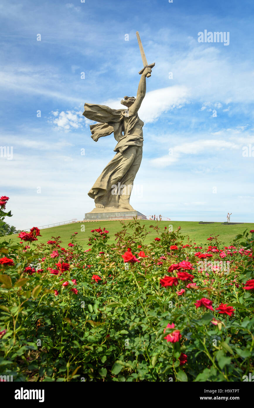 Mutterland Anrufe Denkmal. Memorial Komplex Mamajew Kurgan. Volgograd, Russland Stockfoto