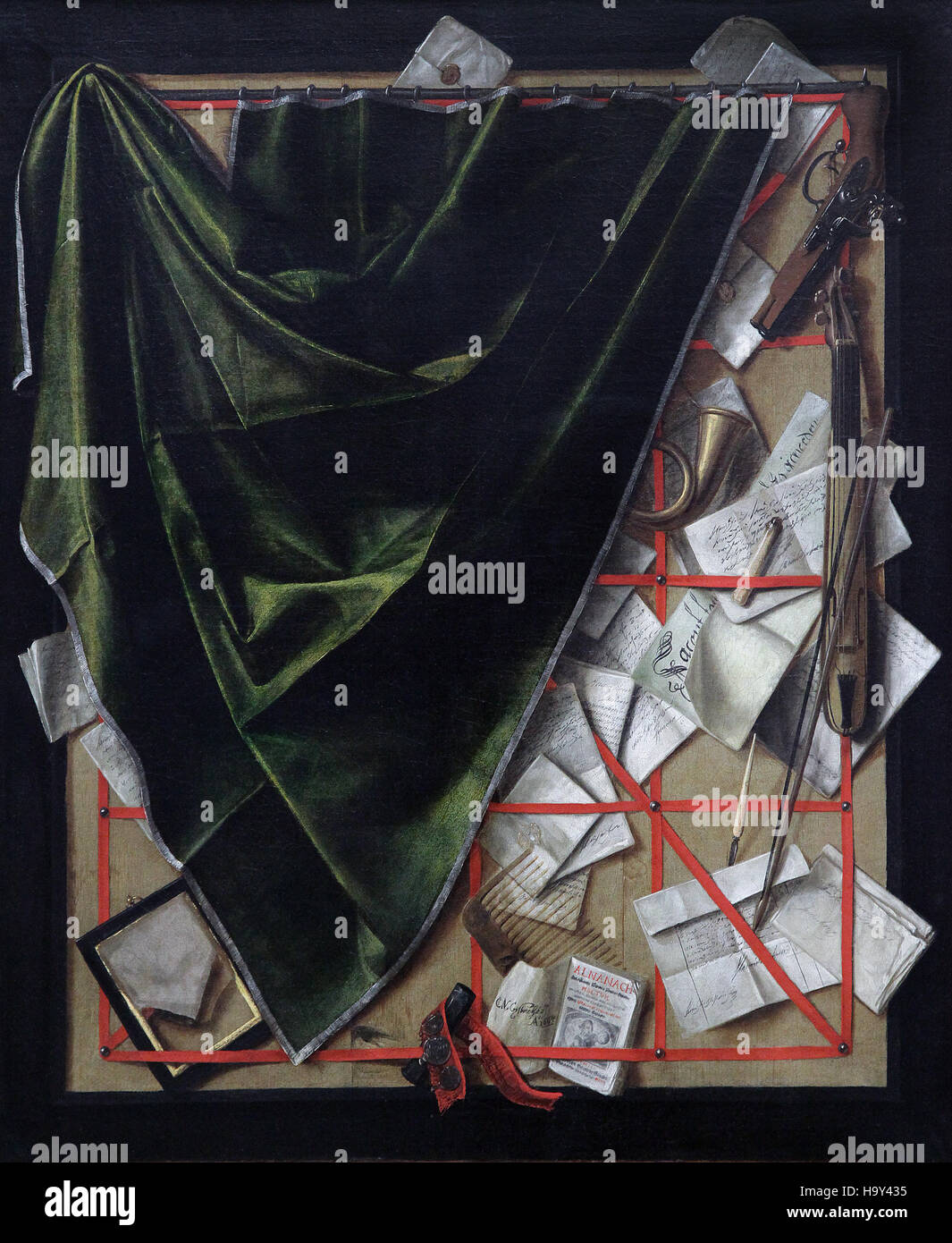 Trompe l'oeil Briefträger mit einem Bausatz und Pistole 1664 von