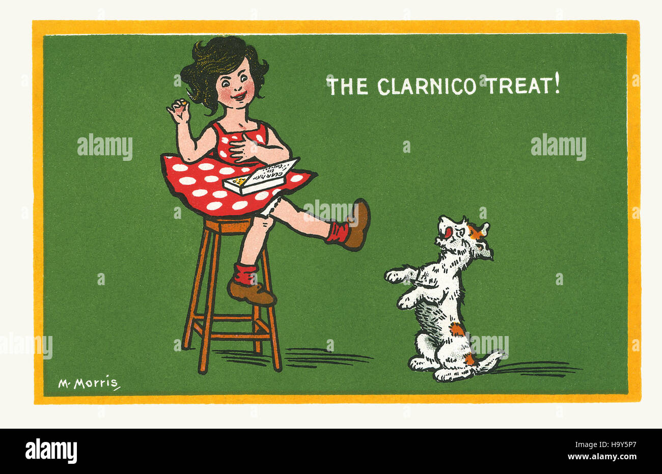 Edwardian Ära Postkarte Werbung Clarnico Süßigkeiten Stockfoto