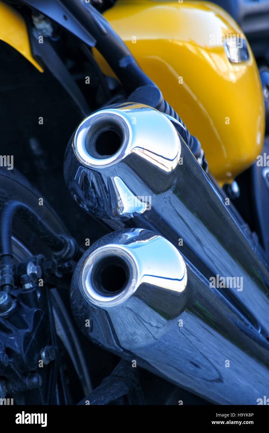 Ein schnelles Motorrad Auspuff Stockfoto