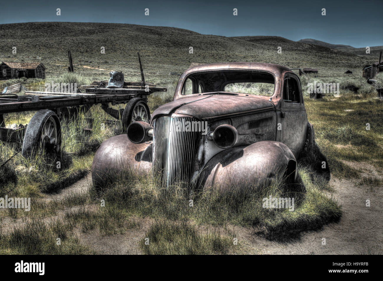 Eine verlassene rostigen alten 30er Jahre Auto Geisterstadt Bodie, Kalifornien Stockfoto