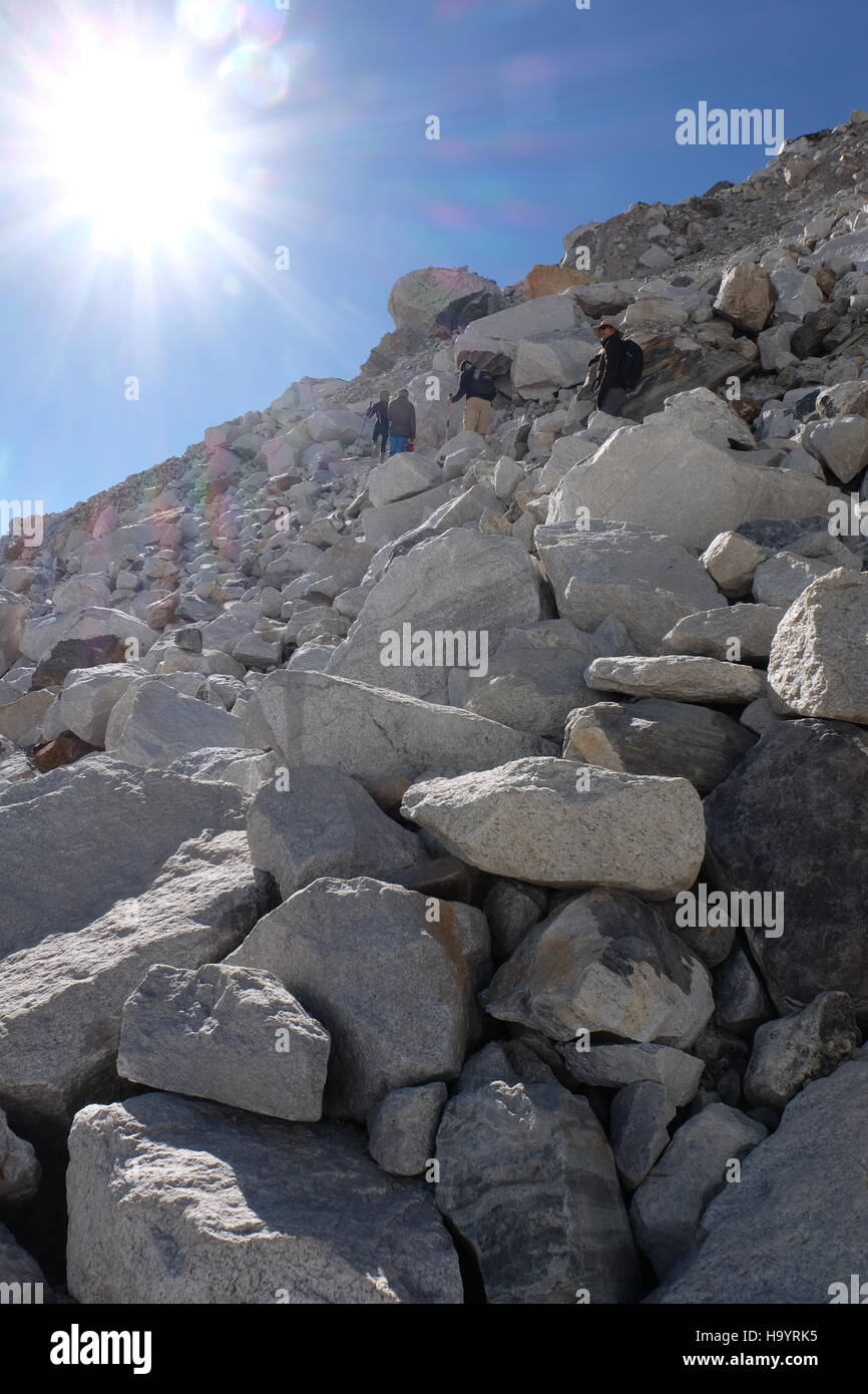 der felsige Aufstieg von Everest-Basislager, nepal Stockfoto