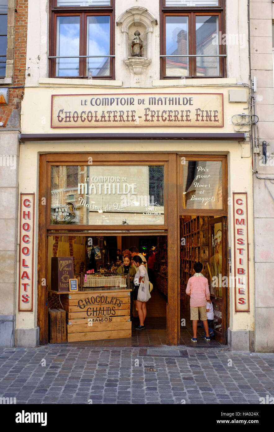 Comptoir de Mathilde belgische Chocolaterie, Brüssel, Belgien Stockfoto