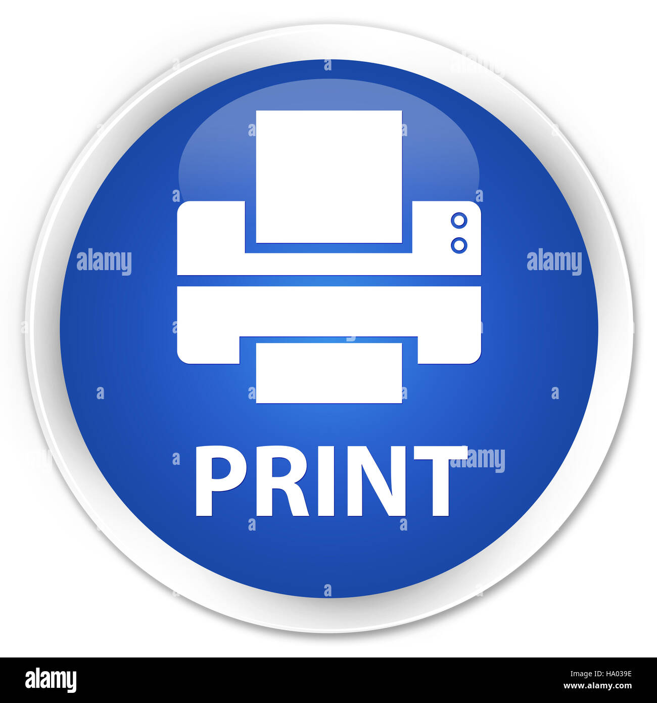 Drucken (Druckersymbol) isoliert auf Premium-blau Runde Taste abstrakte Abbildung Stockfoto