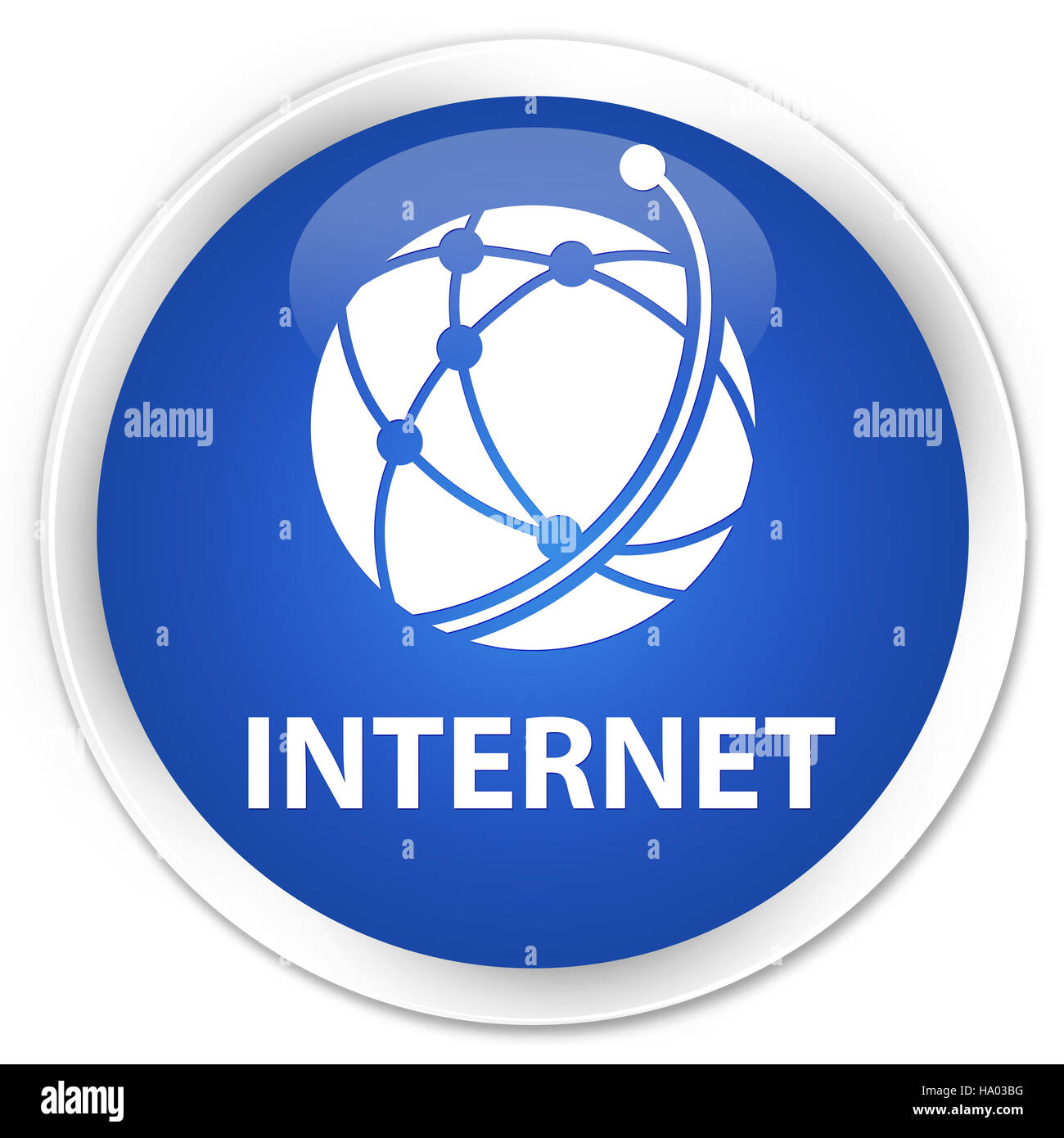 Internet (globales Netzwerk-Symbol) auf Premium-blau Runde Taste abstrakte Abbildung isoliert Stockfoto