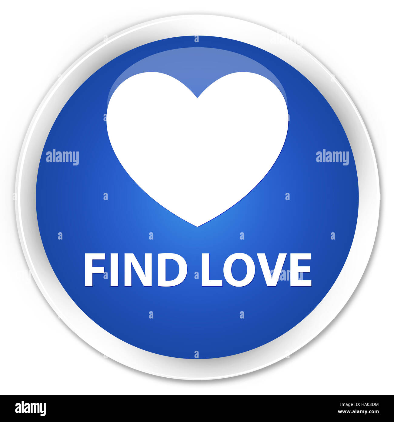 Finden Sie Liebe isoliert auf Premium-Runde blaue abstrakte Abbildung Stockfoto