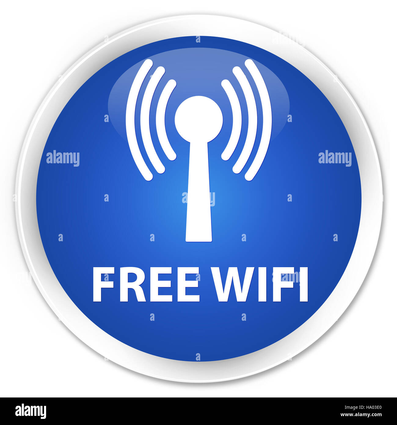 Kostenloses Wifi (Wlan-Netz) isoliert auf Premium-blau Runde Taste abstrakte Abbildung Stockfoto