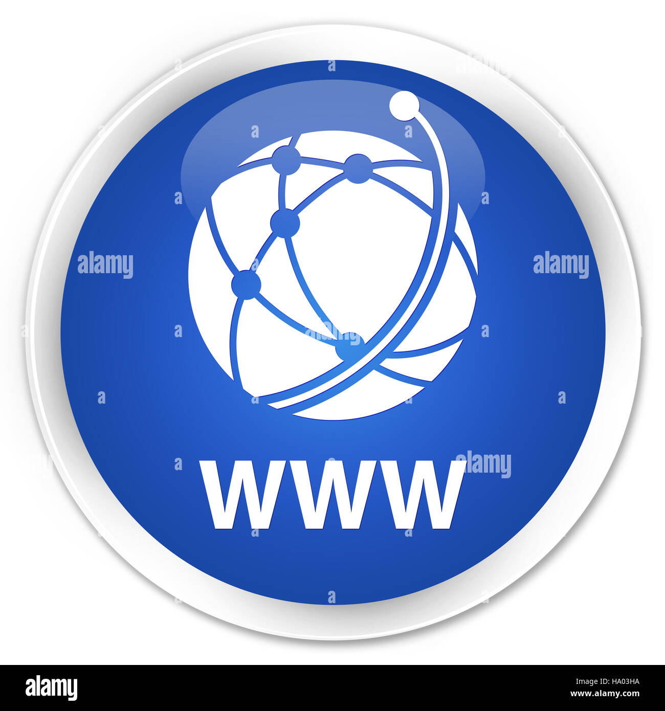 WWW (globales Netzwerk-Symbol) auf Premium-blau Runde Taste abstrakte Abbildung isoliert Stockfoto