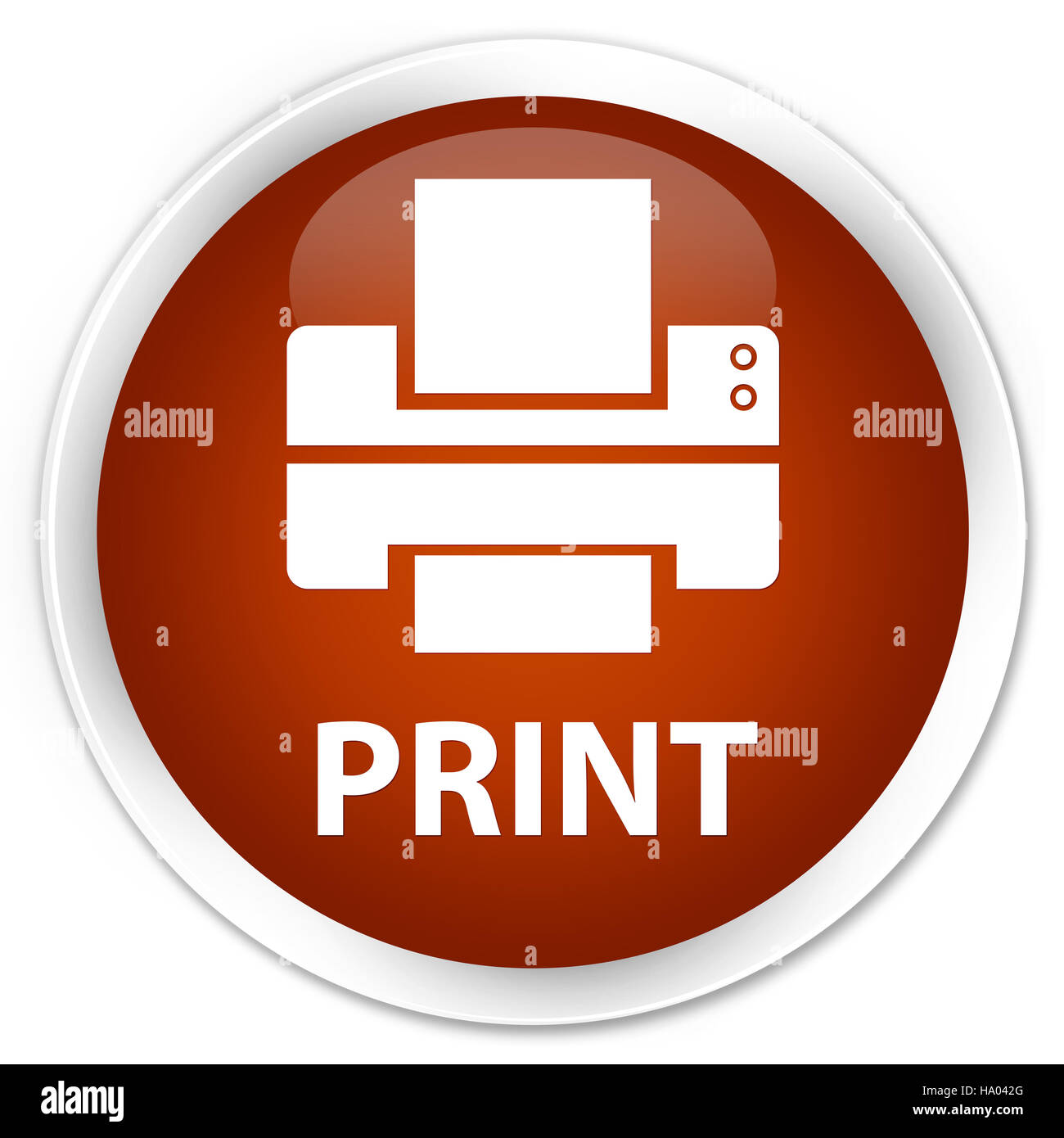 Drucken (Druckersymbol) isoliert auf Premium braun Runde Taste abstrakte Abbildung Stockfoto